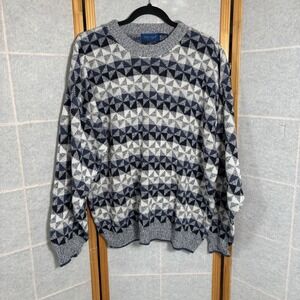 Vtg Towncraft Sweater Mens 2XL Geometric Diamond 90's‎ Retro Y2K Preppy Textured